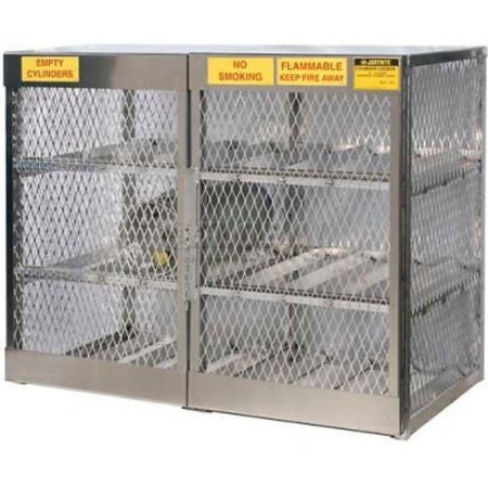 JUSTRITE Justrite Horizontal, 12 Cylinder, Aluminum Storage Cabinet, 60"W x 32"D x 49-1/2"H, Manual Close 23004